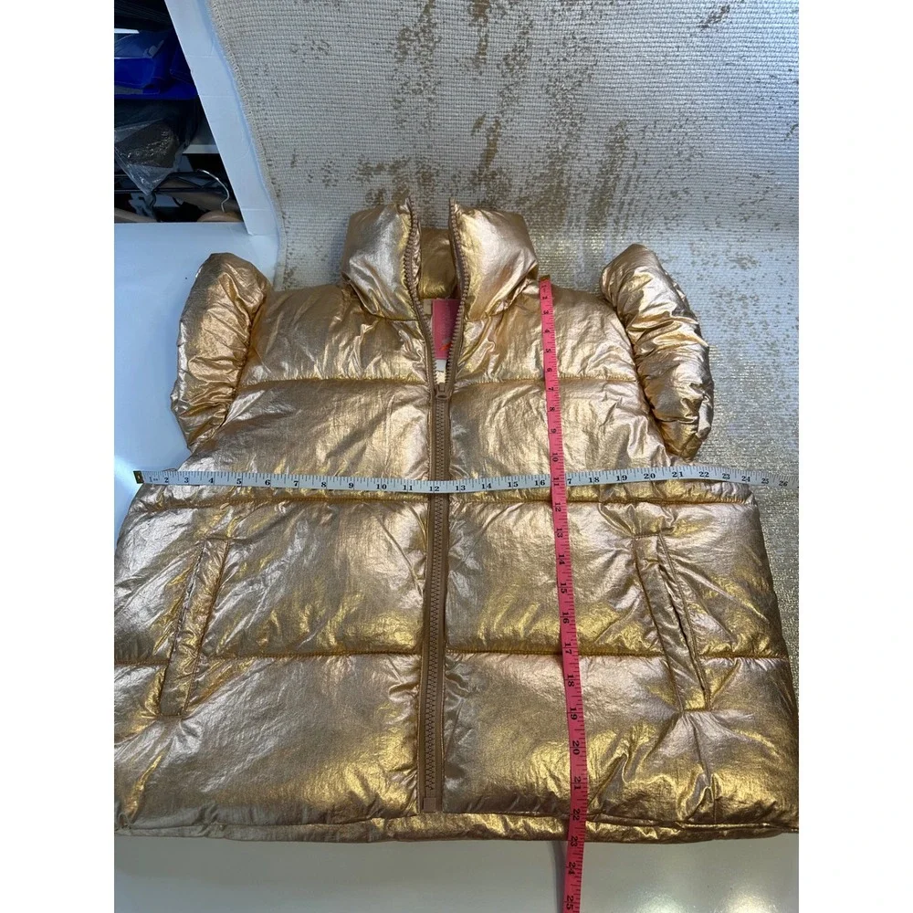 SIMPLY SOUTHERN Metallic Gold Puffy Vest Lightweight Zip Front NWT XL/XXL